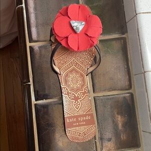 Kate Spade Coral Linen Flower Sandals